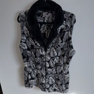 Vintage Faux Fur Women's Black and Gray Vest - Size M
